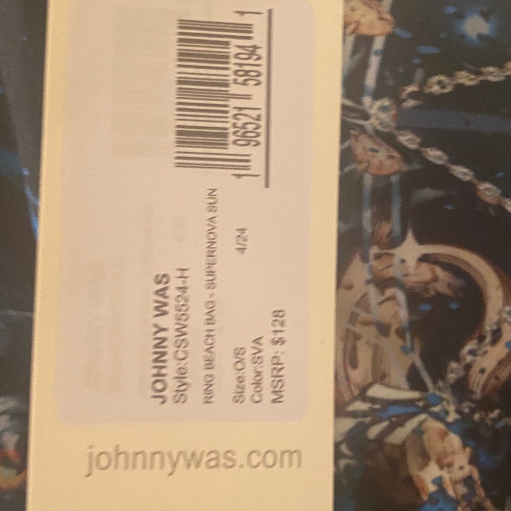 Johnny Was Blue and Gold Beach Bag - Picture 2 of 7